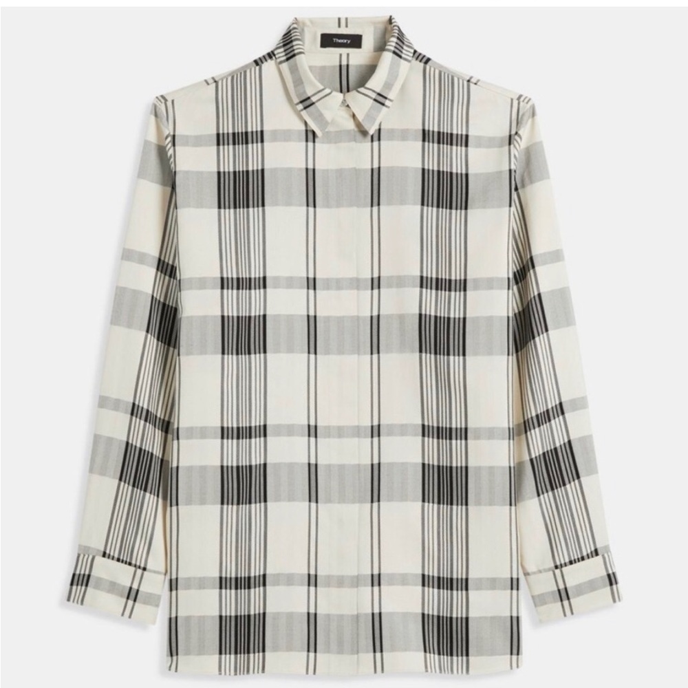 THEORY Classic Menswear Shirt Fluid Plaid